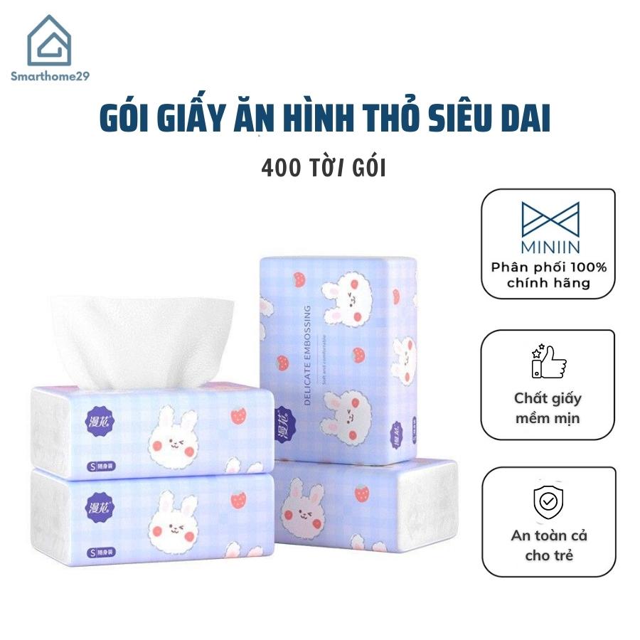 Thùng 40 gói giấy ăn rúi hình thỏ siêu dai, mềm mịn, an toàn cả cho bé - Chính hãng MINIIN 