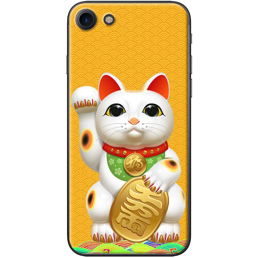 Ốp Lưng Dành Cho iPhone 7/8 Mèo May Mắn Nền Vàng
