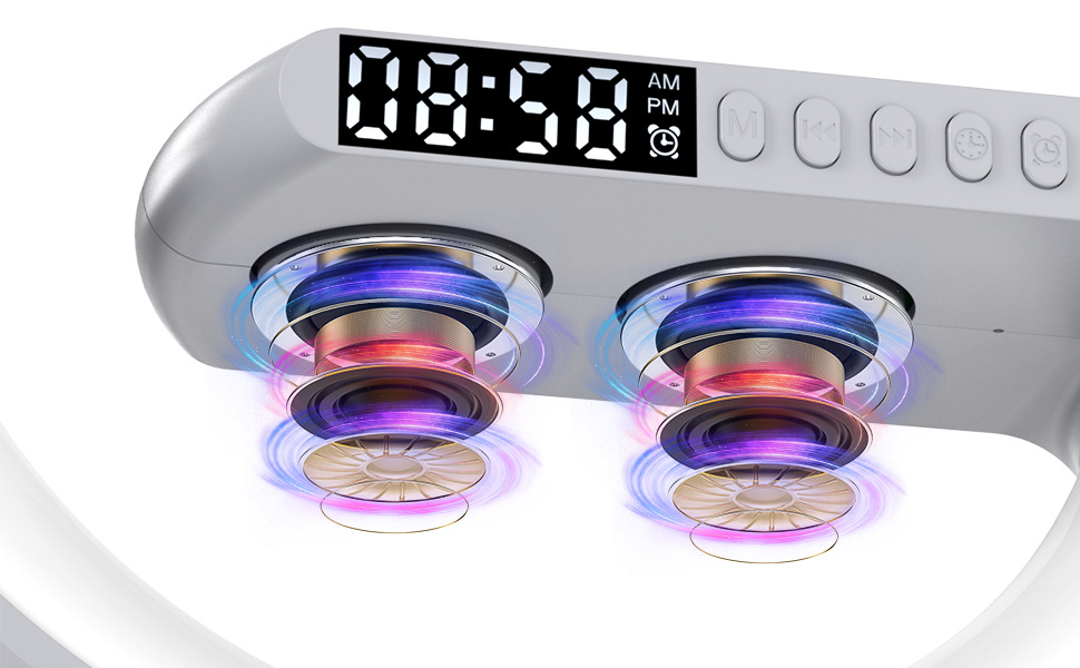 Loa Bluetooth 5.0 chữ G Thông Minh 4 chức năng Sạc Không Dây Báo Thức Đèn ngủ 265 chế độ sáng, thiết kế hiện đại