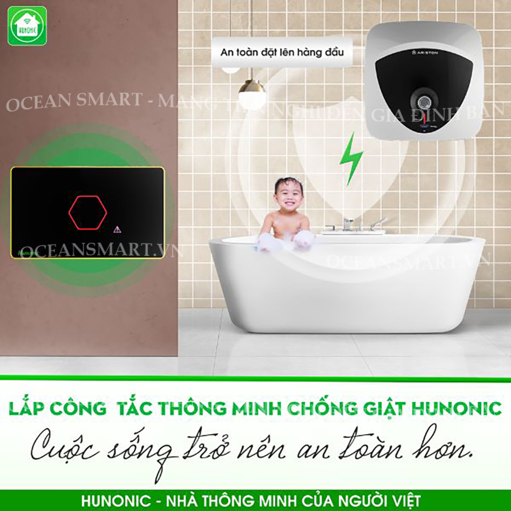 Công Tắc Thông Minh Wifi, Công Tắc Chống Giật Cho Bình Nóng Lạnh Hunonic - HNP1U