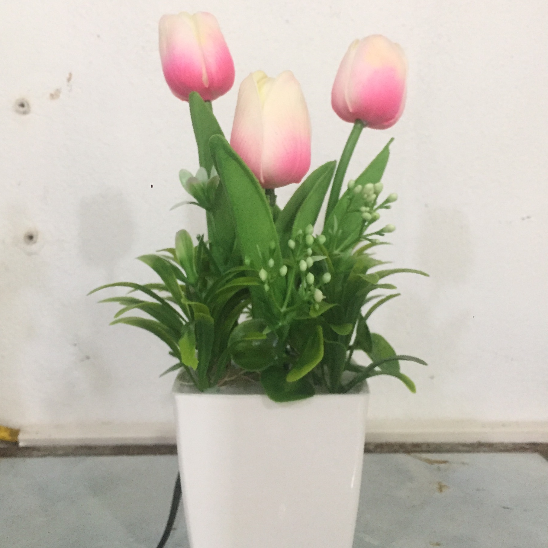 Đèn Ngủ Hoa Tulip PU giống thật 3 bông - Hoa Tulip PU - Hoa giả giống thật.