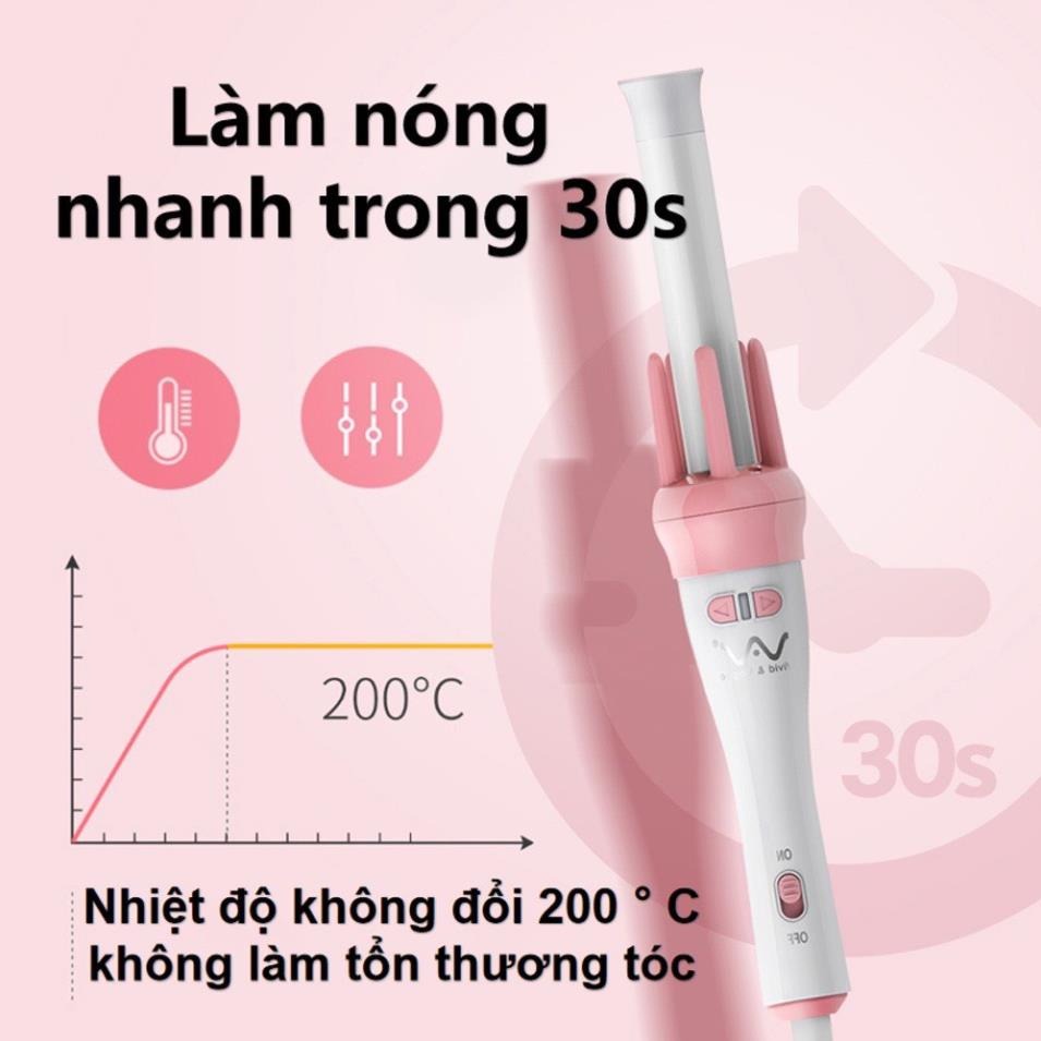 Máy Uốn Tóc Làm Xoăn Tự Động VIVID&VOGUE Tặng Kèm Lược Kẹp Tóc - Hàng Chính Hãng