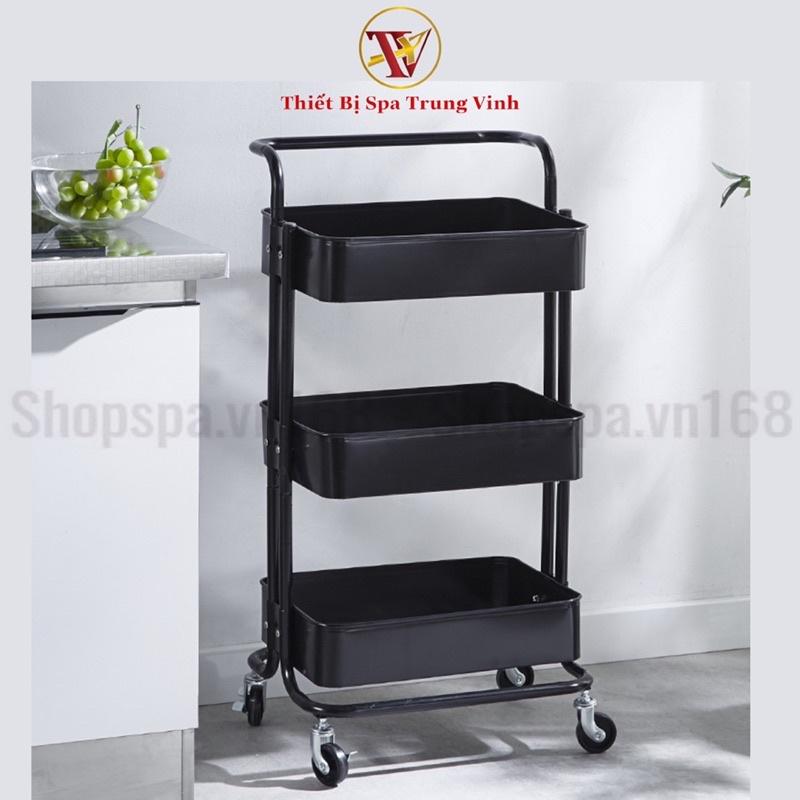 Xe Đẩy 3 Tầng Trang Trí Tiện Lợi Cao Cấp Đa Năng Nhựa ABS Có Bánh Xe Chịu Lực 50kg