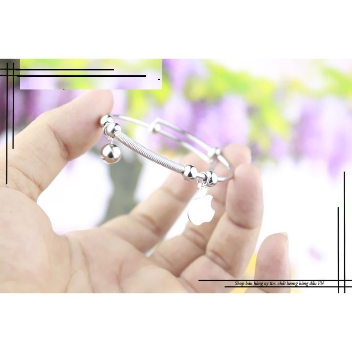 Lắc tay inox nữ, Vòng tay nữ kèm phụ kiện trái táo thời trang thép không gỉ- LTQC05