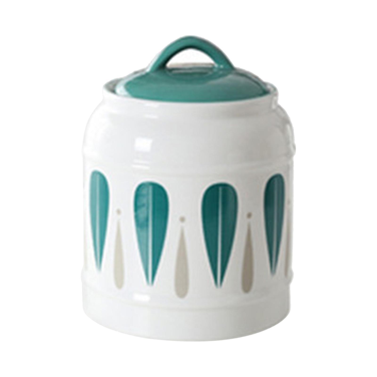 Ceramic Jar with Airtight Lid Food Storage Jar Porcelain Dry Food Container Tea Canister Pet Treat Storage Container for Rice