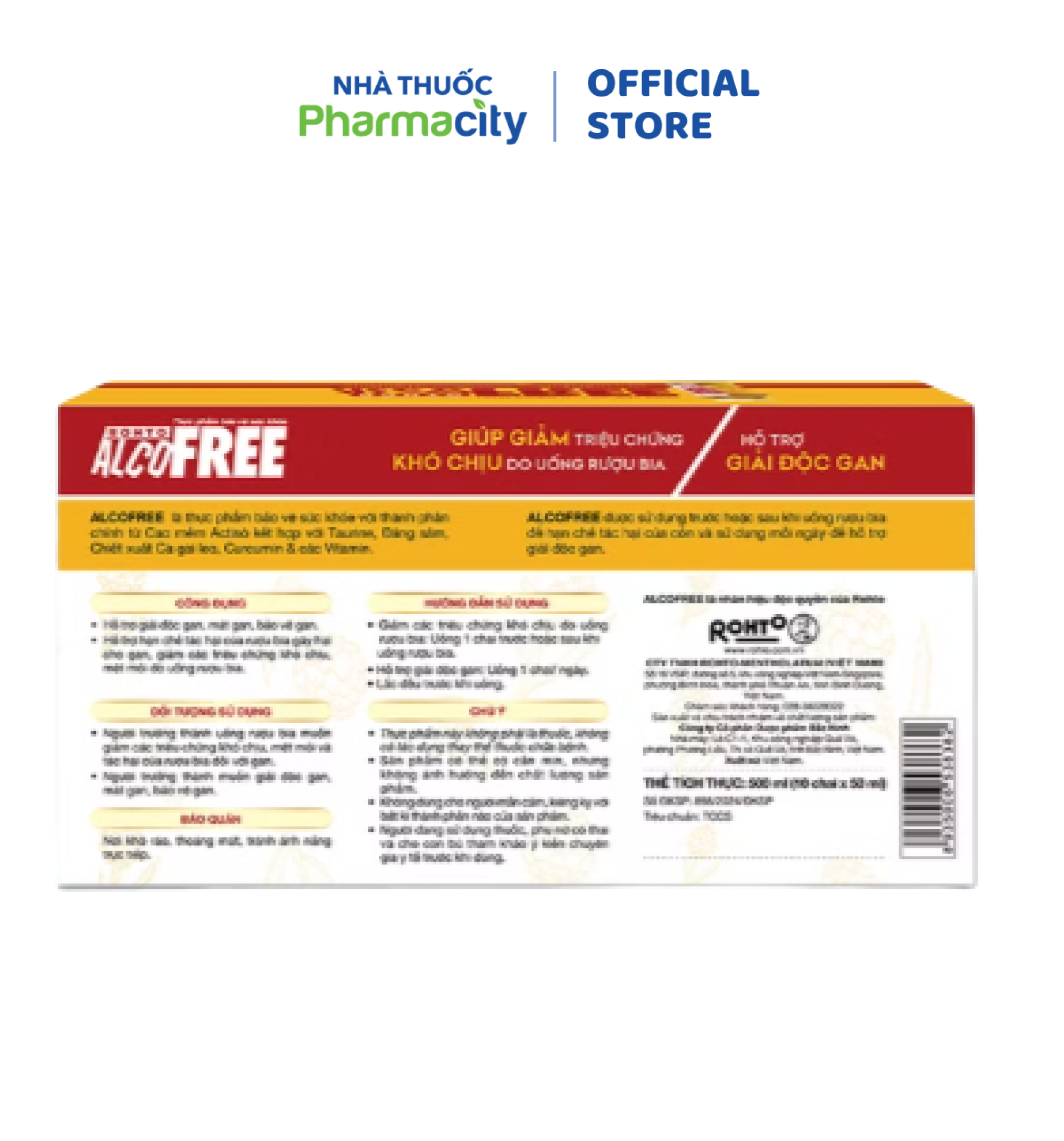 Nước uống Rohto Alcofree Giải rượu, mát gan (Hộp 10 chai x 50ml)