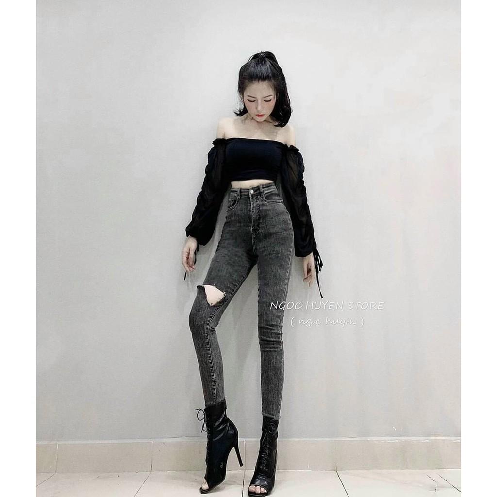 QUẦN JEAN DÀI CO GIÃN RÁCH LƯNG SIÊU CAO SHOP PHƯƠNG CHÂU