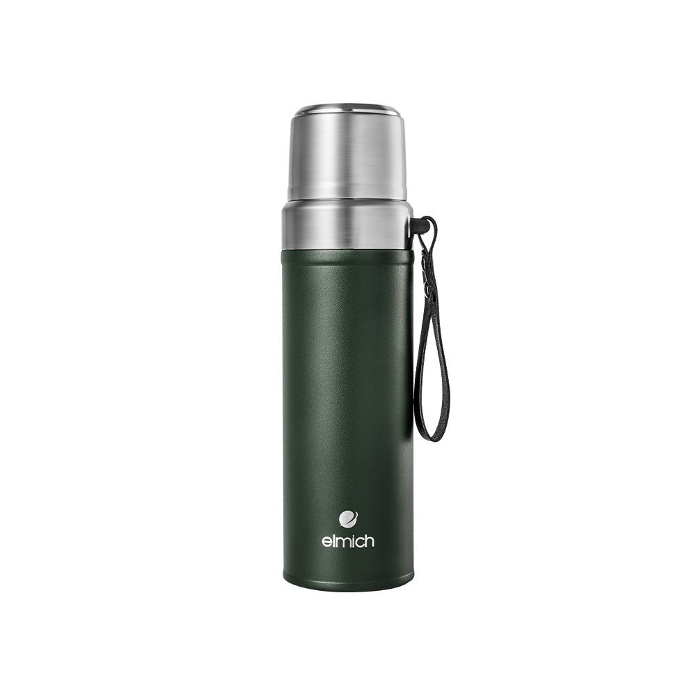 Bình giữ nhiệt inox 316 Elmich EL8311 800ml, Hàng chính hãng, thiết kế 2 nắp, miệng bình rộng, giữ nóng lạnh - JoyMall