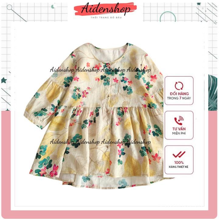 Áo bầu xinh dáng sơ mi rộng