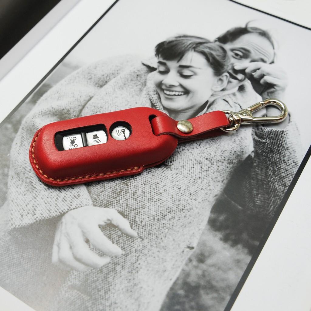 BAO DA CHÌA KHÓA MÀU ĐỎ CHO SMARTKEY XE SH - Bao chìa khóa handmade thủ công - Miễn phí khắc tên sđt theo yêu cầu Không
