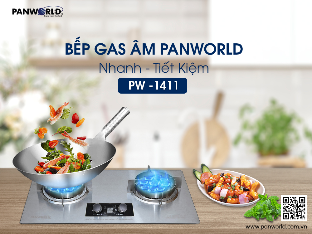 Bếp gas đôi Panworld PW-1411 lắp đặt âm hoặc dương với 9 đầu đốt kèm tính năng hẹn giờ - Hàng chính hãng