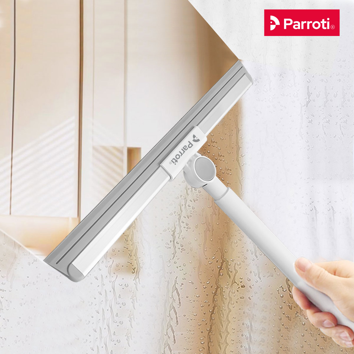 Cây Gạt Nước Sàn Nhà Tắm, Đầu Silicon Xoay 180 độ, Cán Inox, Tăng Giảm Chiều Dài Parroti Flat FT01