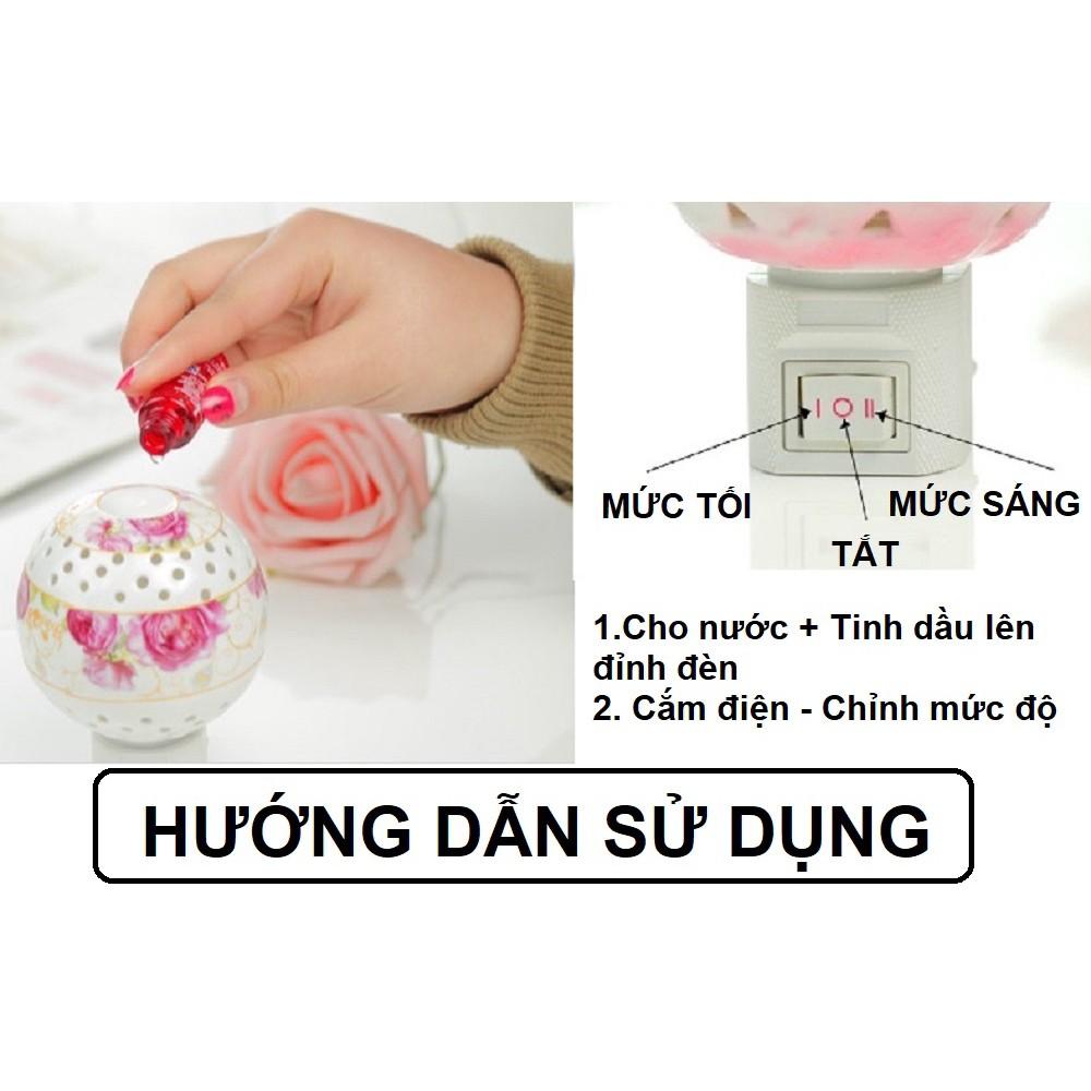 Đèn ngủ nấm bằng sứ có hõm xông tinh dầu