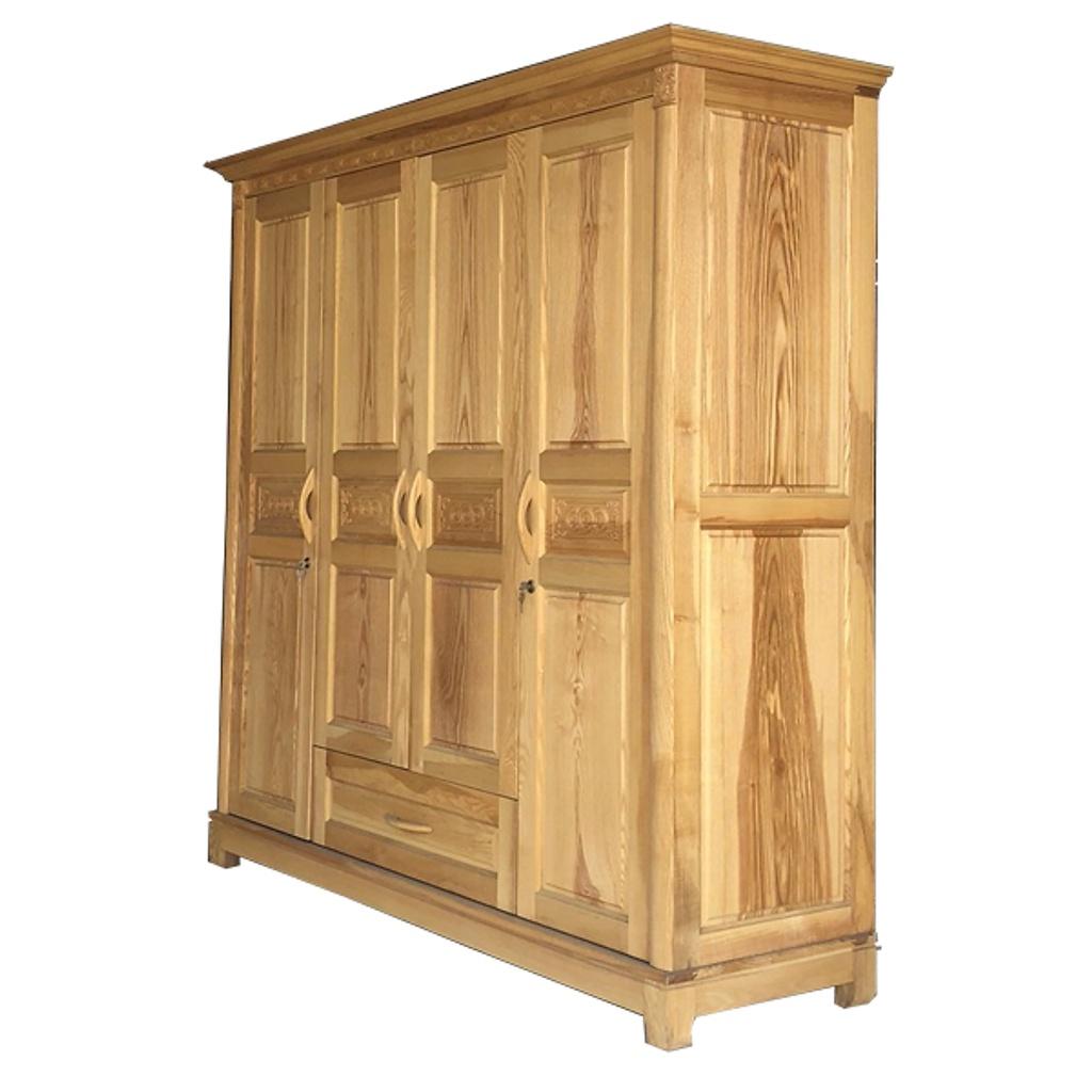 Tủ Áo 4 Cánh Gỗ Sồi Nga Tự Nhiên , tủ đựng quần áo gỗ 1m8