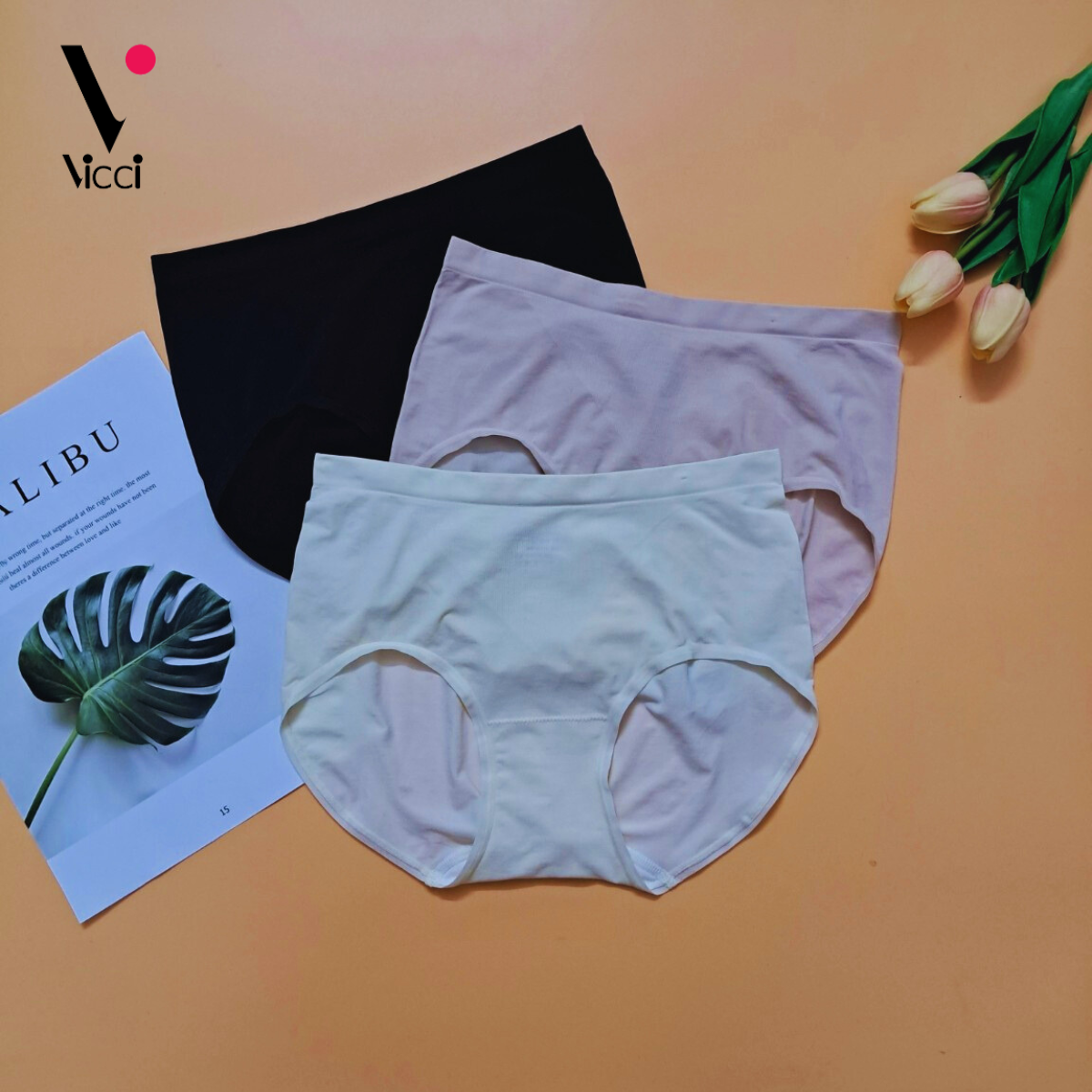 Quần lót nữ Vicci bản lưng cao gen nhẹ ,sợi dệt mềm mại, kháng khuẩn khử mùi QV.34 nhiều màu