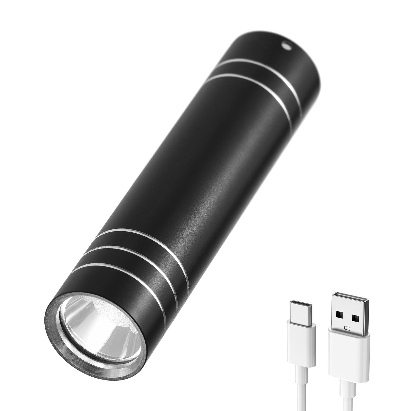 2pcs Mini Flashlight USB Rechargeable Super Bright LED Flashlight Torch Light for Outdoor Camping Reading Dog Walking