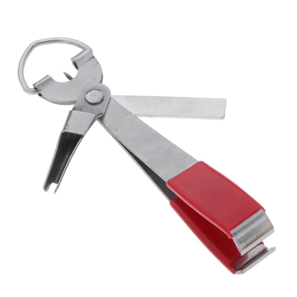 2pcs Stainless Steel 4 In 1 Quick Knot Tying Tool Fishing Clippers Red