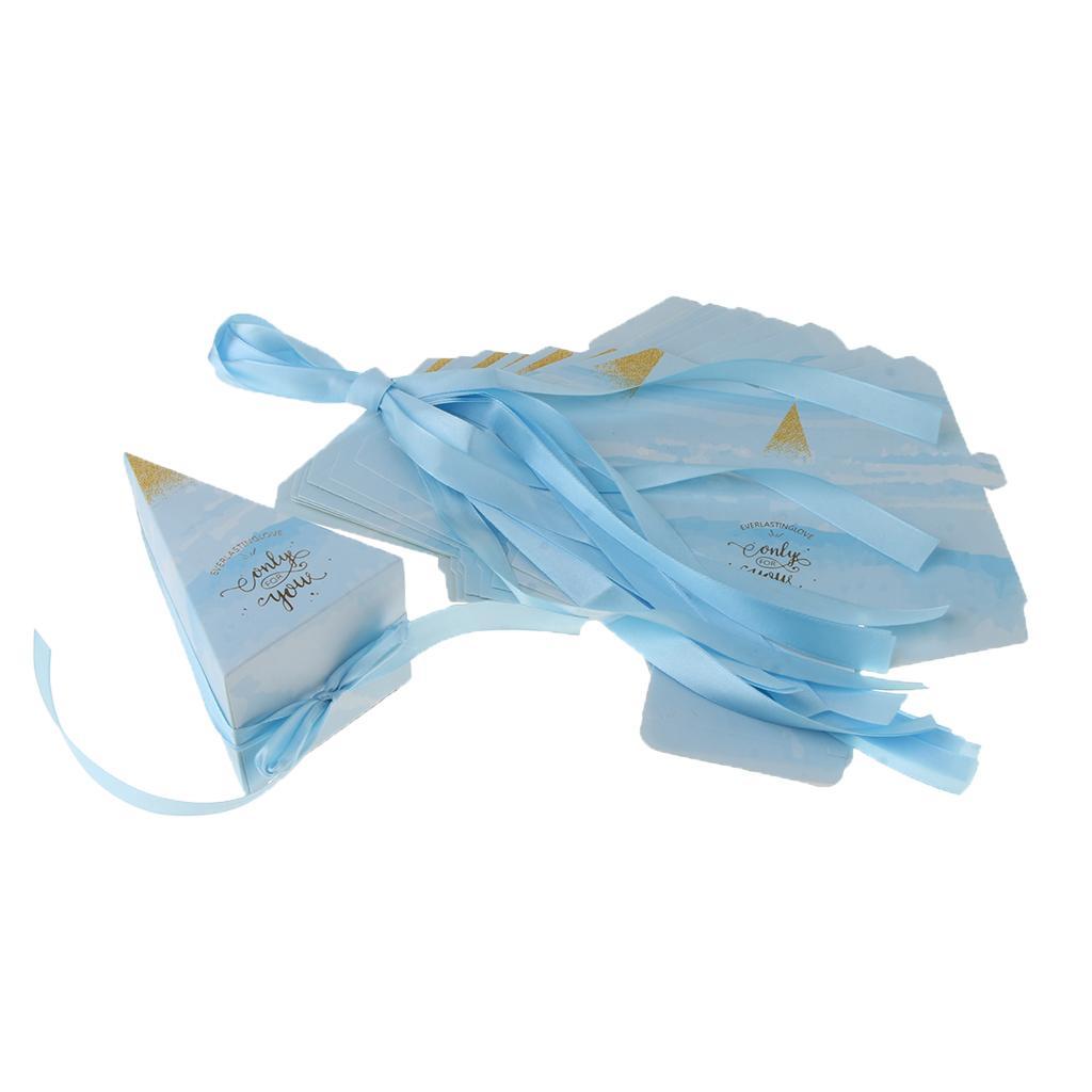 10 Pieces Triangle Design Candy Boxes Gift Boxes Wedding Favors Blue