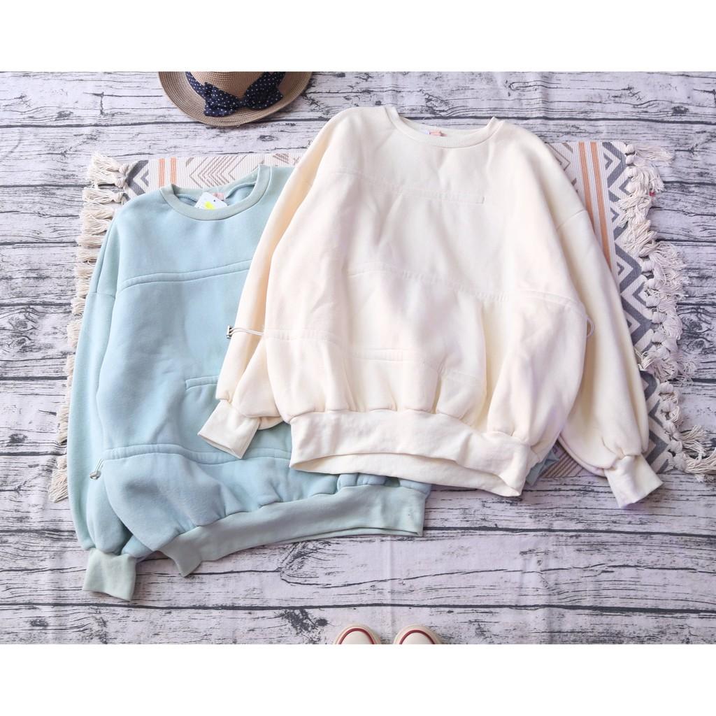 ÁO SWEATER TRƠN PHỐI DÂY