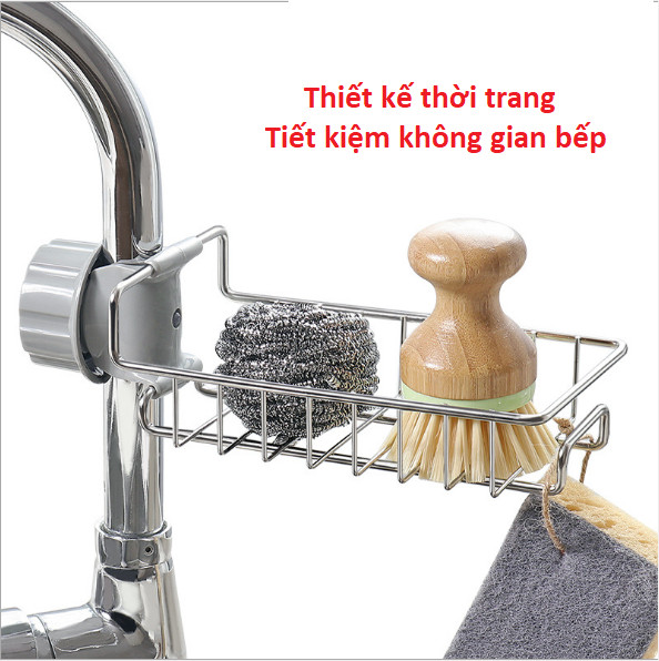 Rổ treo vòi nước rửa chén, phòng tắm tiết kiệm không gian nhà bạn, chất liệu Inox bền đẹp GD193-RTVN-Inox