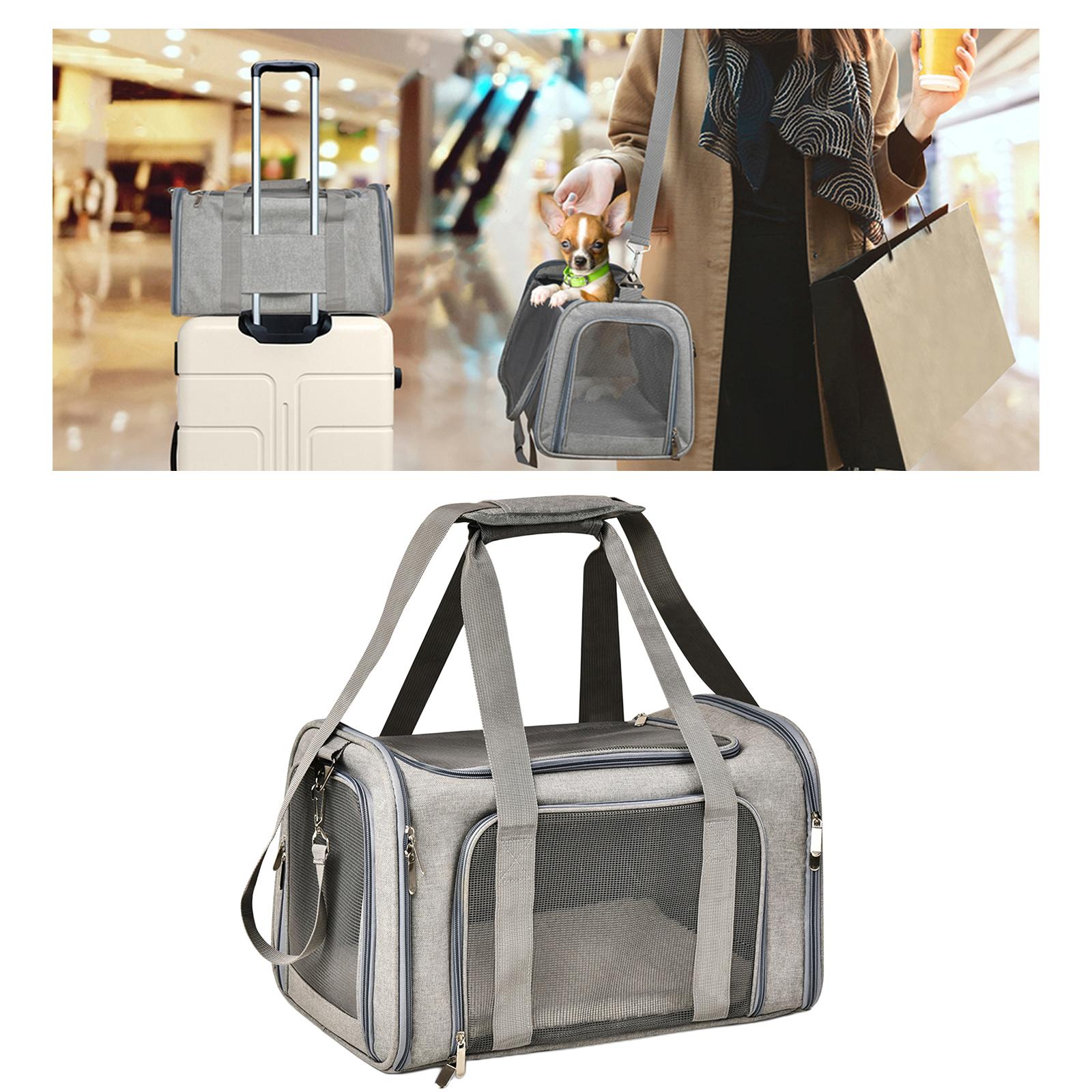 Soft PVC Pet Dog Carrier Backpack w/ Handles Pet Carrying Box Travel Bag w/ Washable Cozy Bed Folding for Puppy Cat Rabbit Escape Proof Breathable