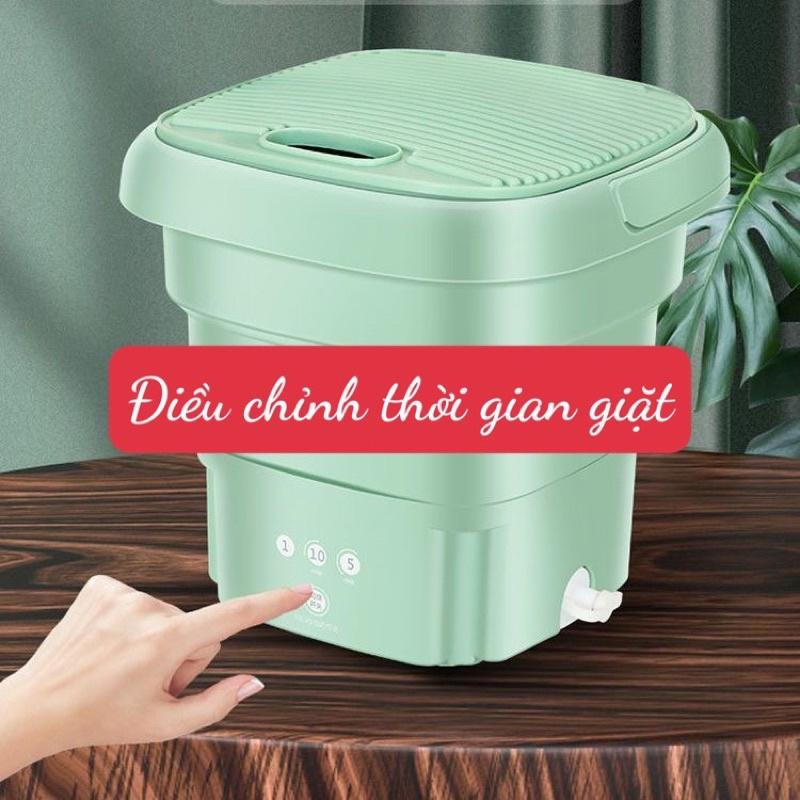 Máy Giặt Mini Gấp Gọn Di Động, Tia UV Diệt Khuẩn Có Van Xả Nước