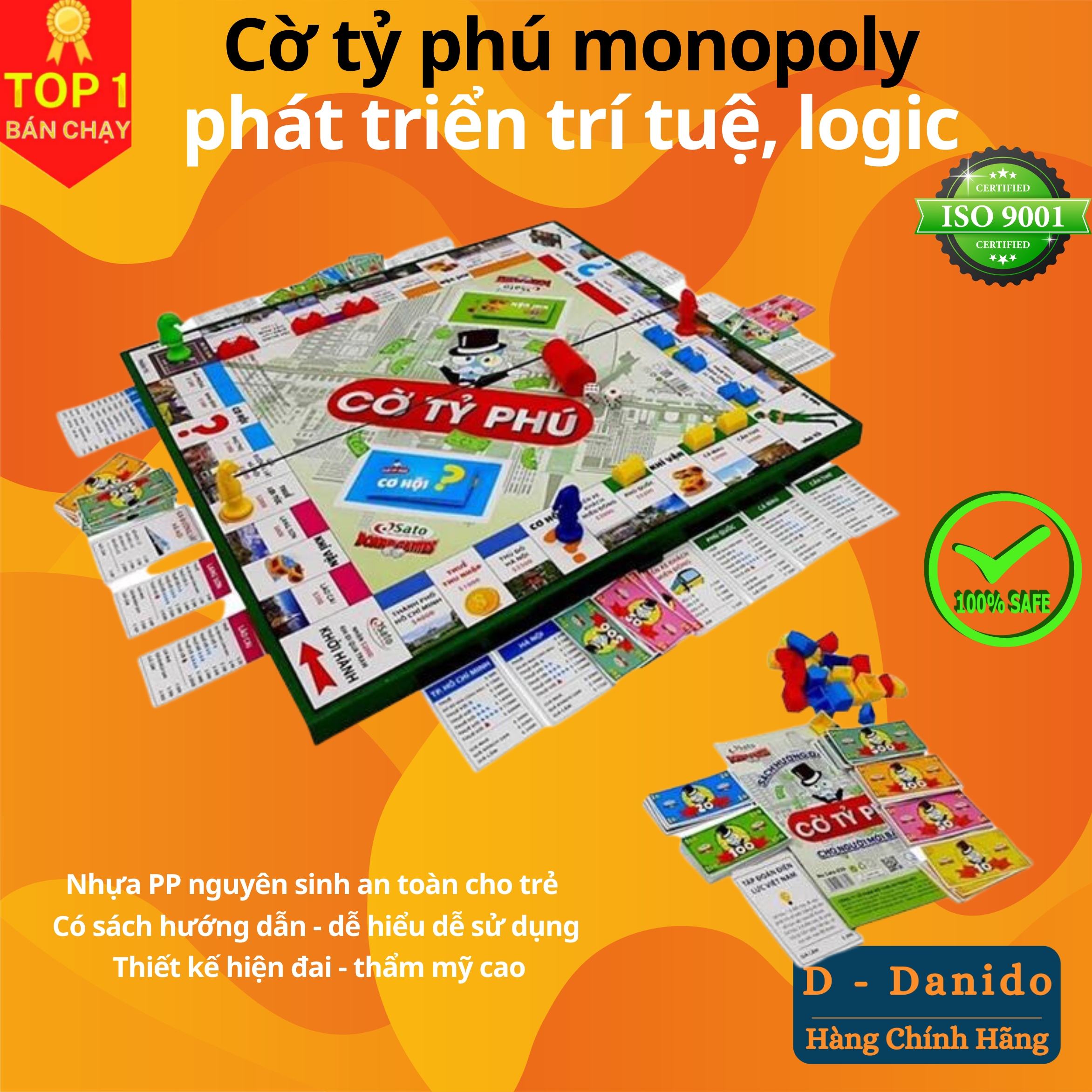 Cờ Tỉ Phú Monopoly – Cờ Tỷ Phú Vui Nhộn Cao Cấp, An Toàn Cỡ Cực Đại 42x42 – Hàng Chính Hãng