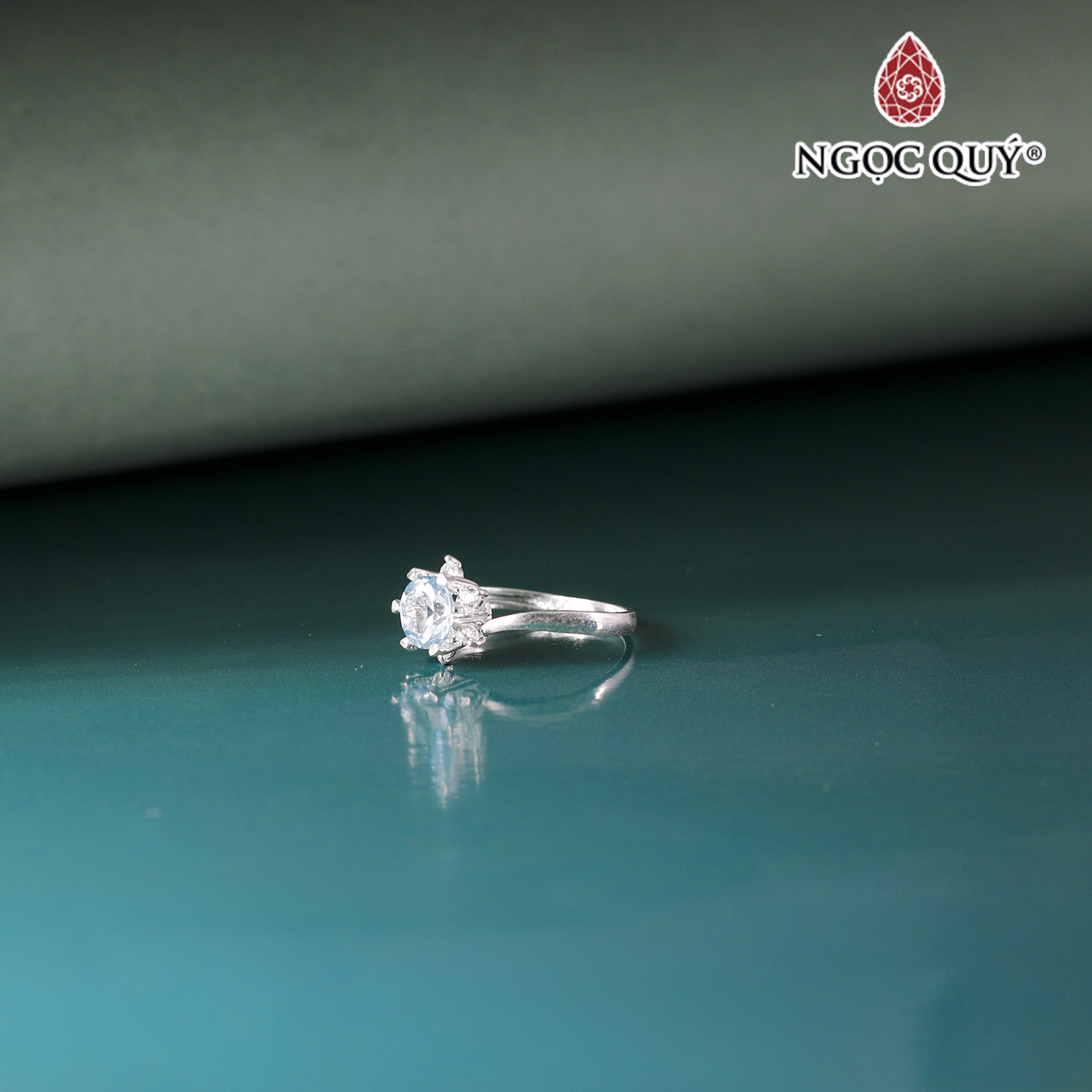 Nhẫn bạc đính đá thiên nhiên hạt 6mm Ni16 - Ngọc Quý Gemstones