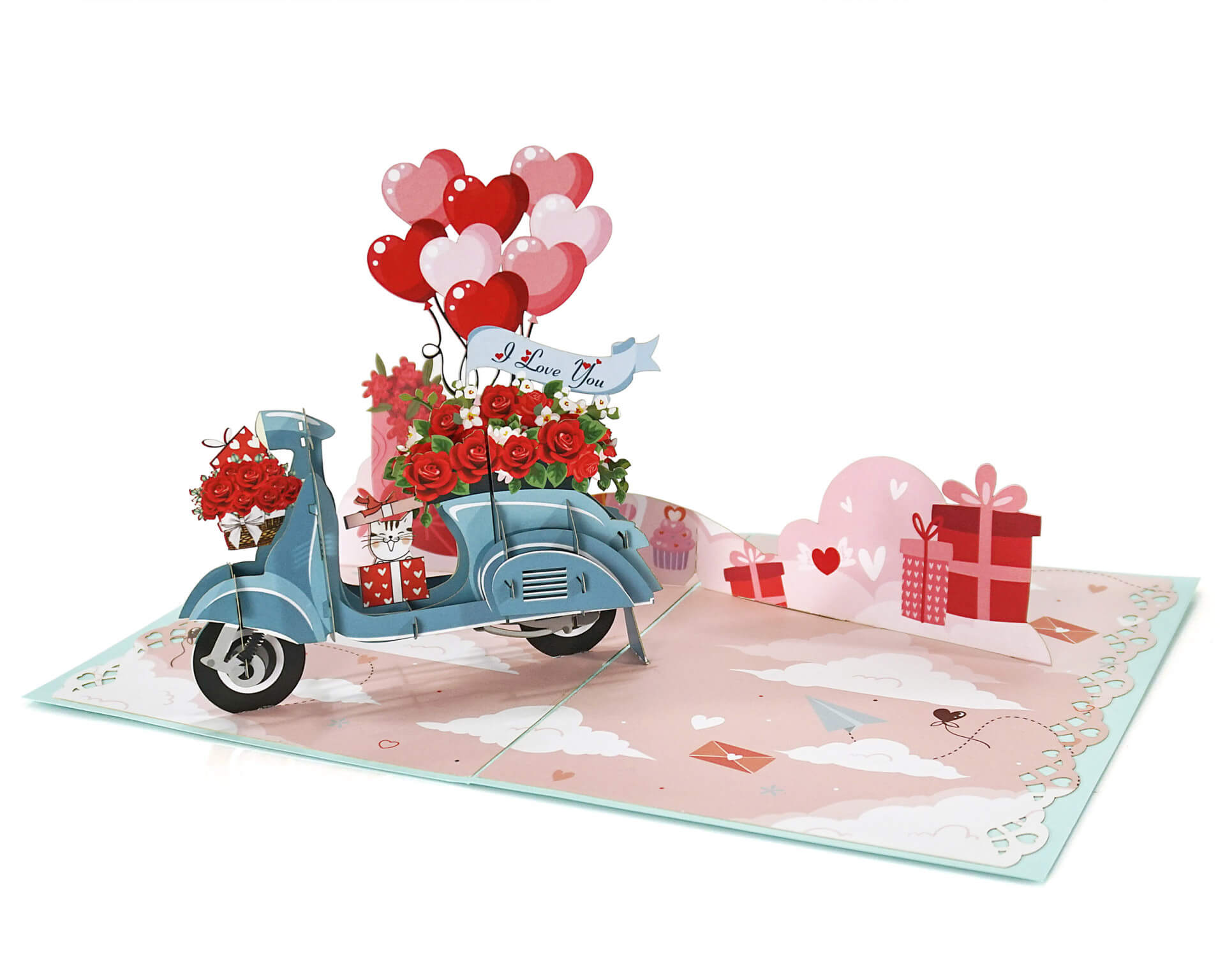 Thiệp 3D Pop Up Xe Máy Tình Yêu – Thiệp Valentine, Thiệp Tỏ Tình, Thiệp Lãng Mạn Độc Đáo, L21