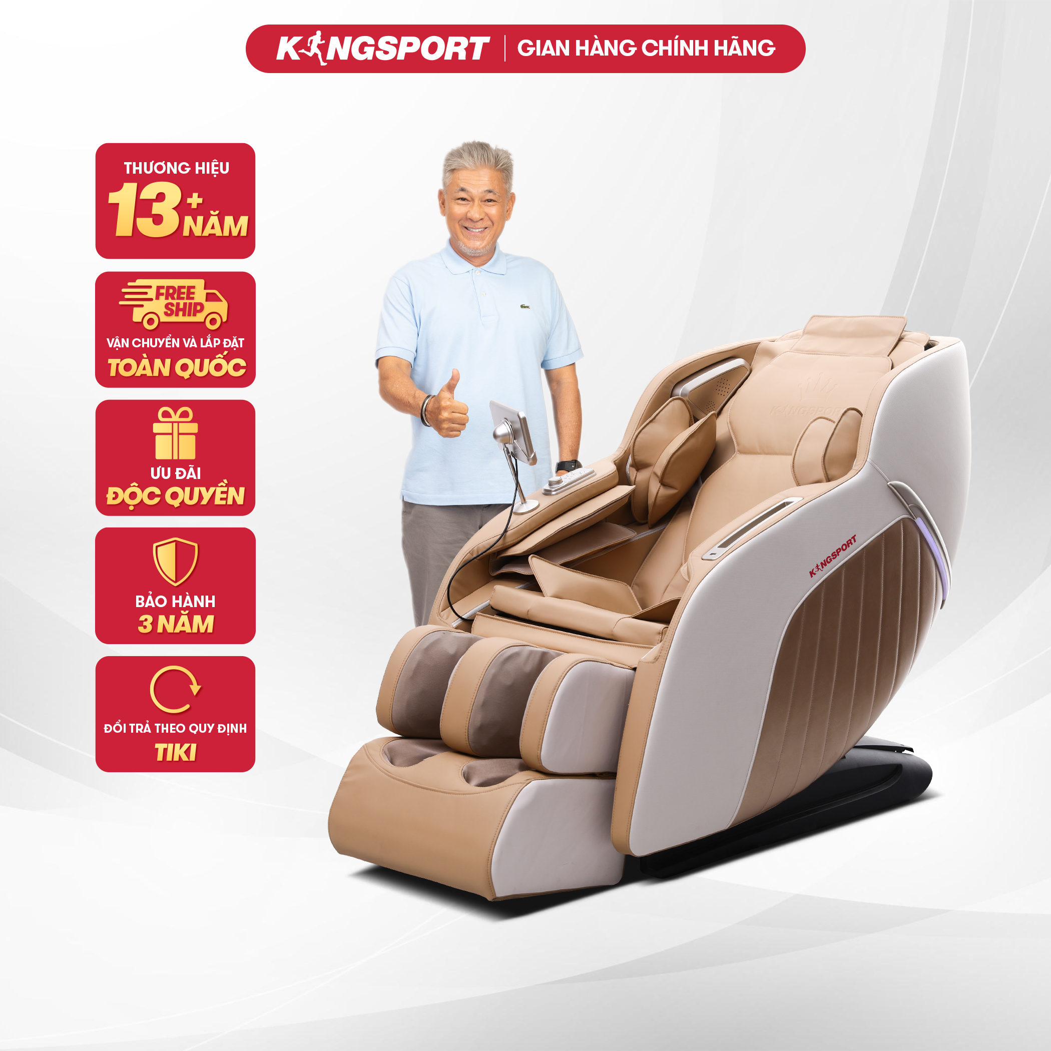 Ghế massage toàn thân cao cấp KINGSPORT G77 chế độ massage không trọng lực hiện đại, điều khiển bằng giọng nói