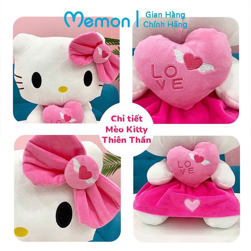 Gấu Bông Mèo Kitty Thiên Thần Cao Cấp Memon, Mèo Kitty Bông Cho Bé Gái