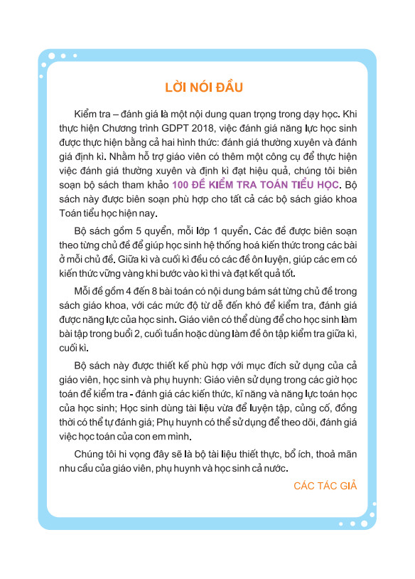 Sách - 100 Đề Kiểm Tra Toán 1 - Biên soạn theo chương trình GDPT mới - ndbooks