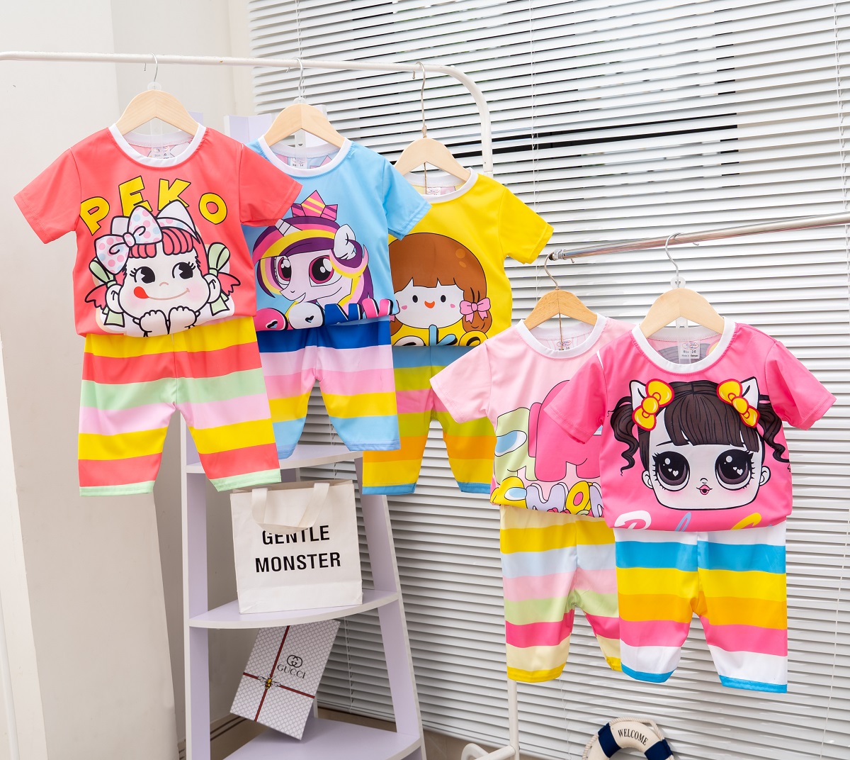 Combo 3 Quần áo bé gái, đồ bộ Mimykid in 3D hoạt hình dễ thương, đáng yêu co giãn 4 chiều mềm mại, thấm hút mồ hôi tốt, thời trang, set, bộ đồ, đồ cho trẻ em, bé gái từ 8-28kg