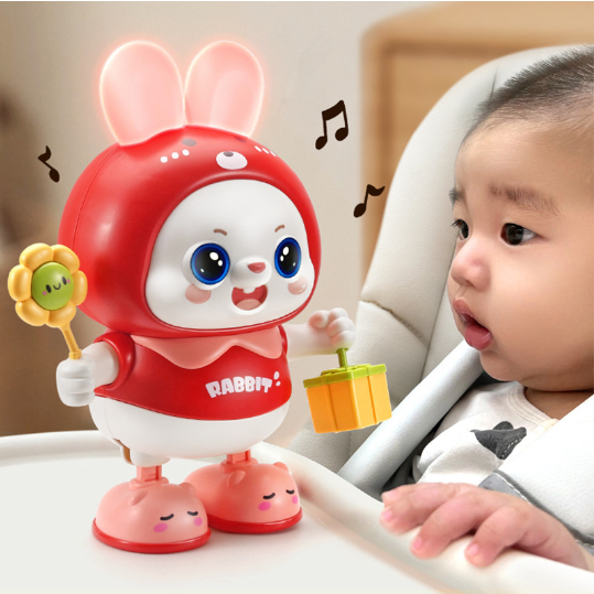 Đồ chơi thỏ robot nhảy múa có đèn nhạc di chuyển vui nhộn an toàn cho bé trai gái, quà tặng sinh nhật cho bé