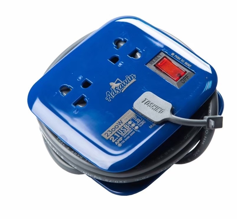 Ổ CẮM ĐIỆN DÂY CUỘN TRÒN TOSHINO AP1.8, 2 Ổ CẮM, KÈM 02 CỔNG SẠC USB 2.1A- 2.300W