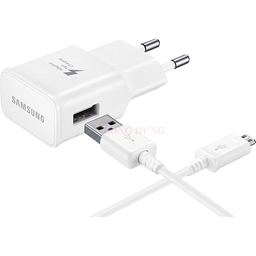 Combo cốc sạc Samsung Travel Adapter PD15W 1USB + Cáp Micro USB 1.5m EP-TA20EWEUGWW - Hàng chính hãng