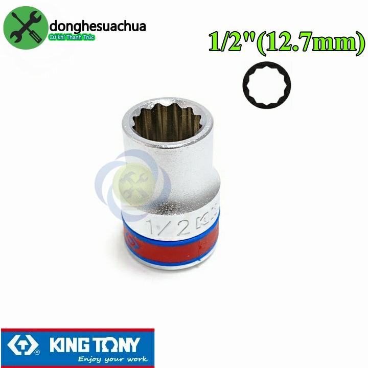 Tuýp 1/2 hệ icnh 1/2 Kingtony 433016S loại ngắn 12 cạnh màu trắng 12.7mm