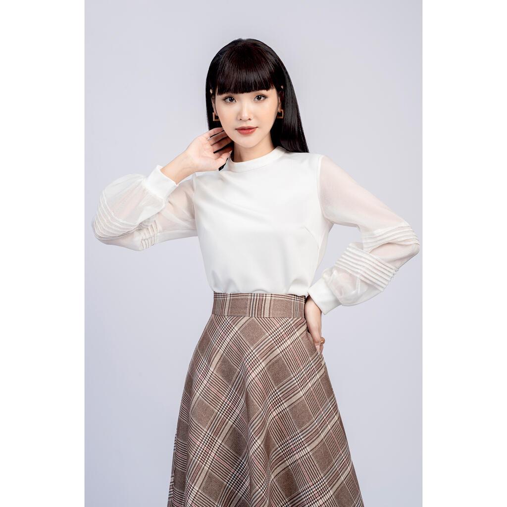 Sơ mi cổ tròn, tay phối ren MMOutfit M-AO060721211