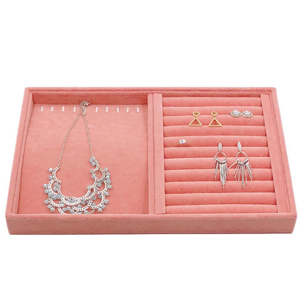 2 Packs Display Organizer Ring Necklace Tray Showcase Diamond Holder Case