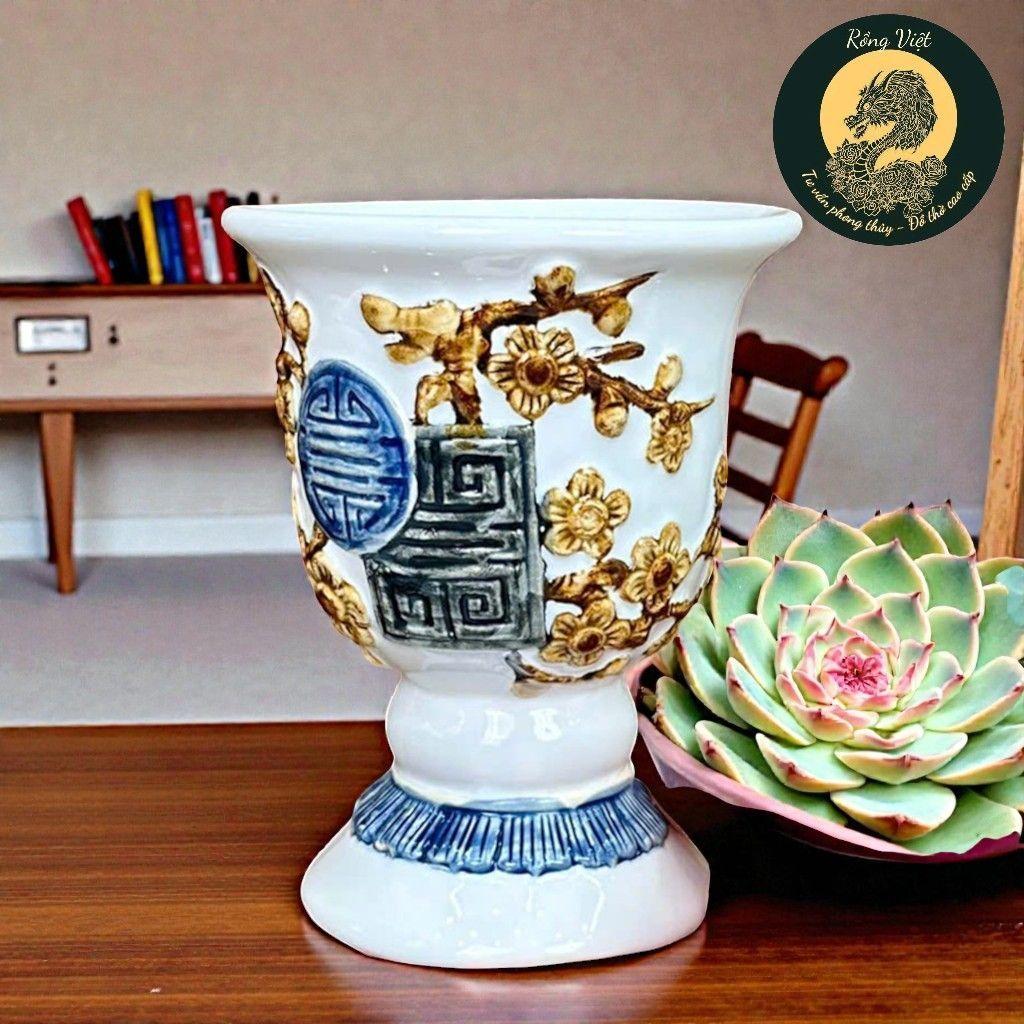Ly Trưng Phật Thủ Đào Thọ Bát Tràng Men Trắng RỒNG VIỆT– Gốm Sứ Thủ Công Đẹp, Đặt Phật thủ