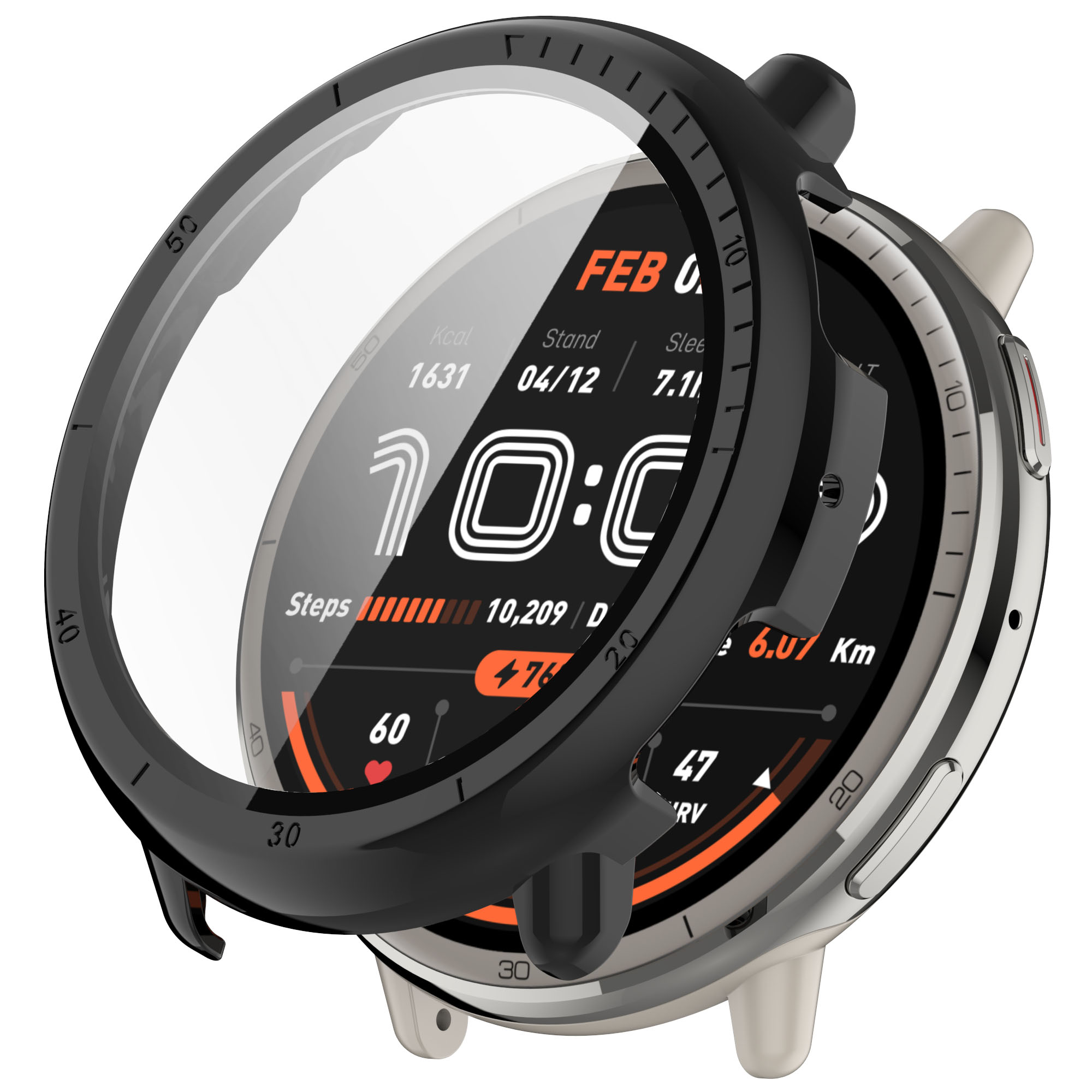 Ốp Case PC Mặt Kính Cường Lực chống va đập cho Amazfit Active 2 - Hàng Chính Hãng