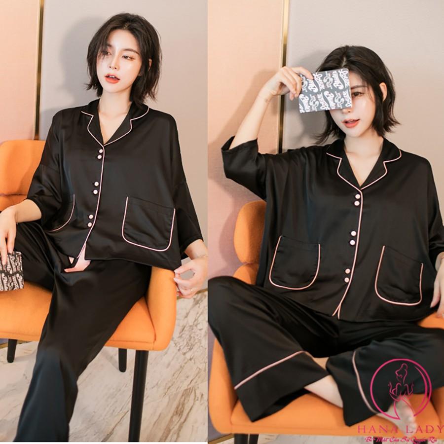 Đồ ngủ, đồ bộ nữ pijama lụa cao cấp cánh dơi trơn sang chảnh PJ470