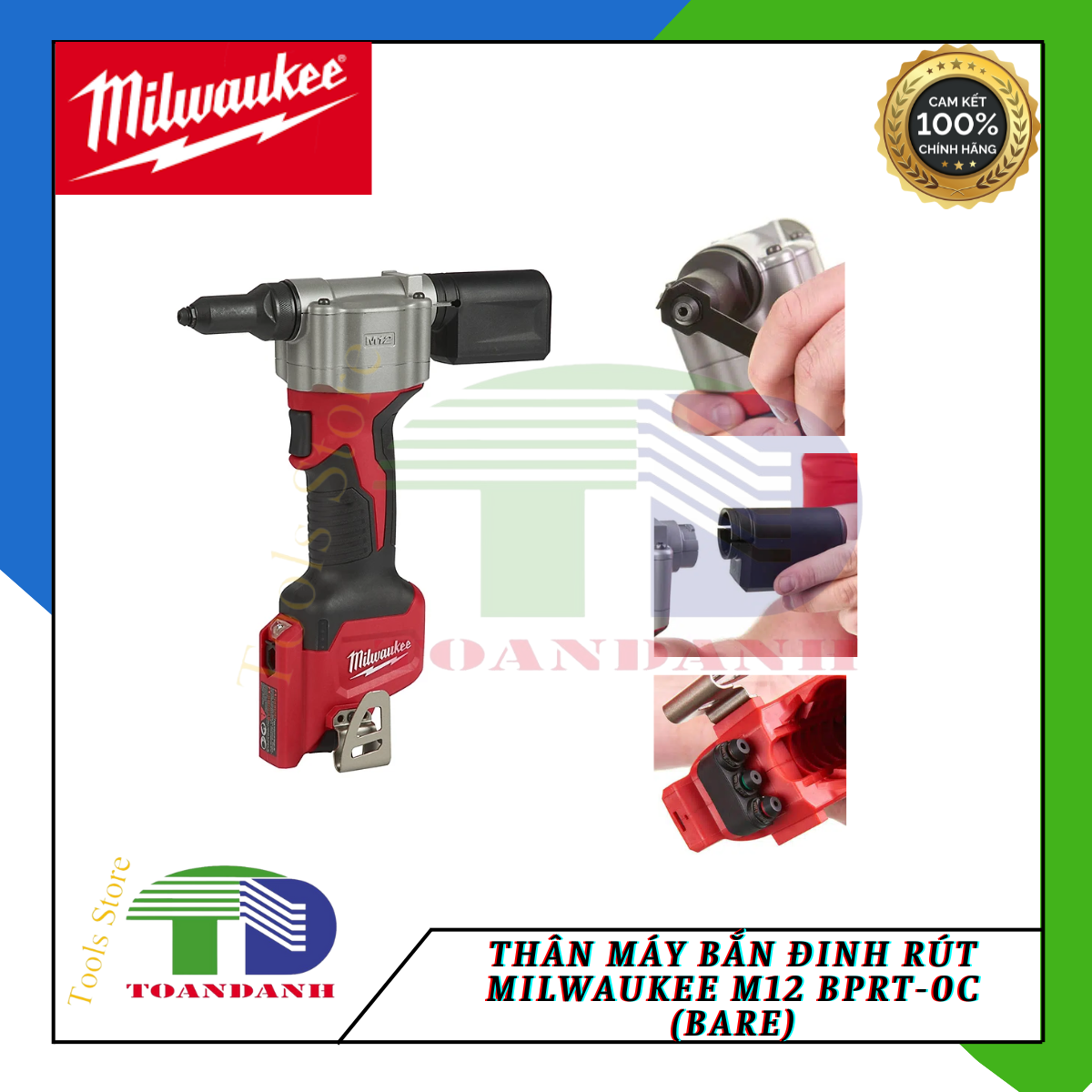 Thân Máy bắn đinh rút Milwaukee M12 BPRT-0C (bare)