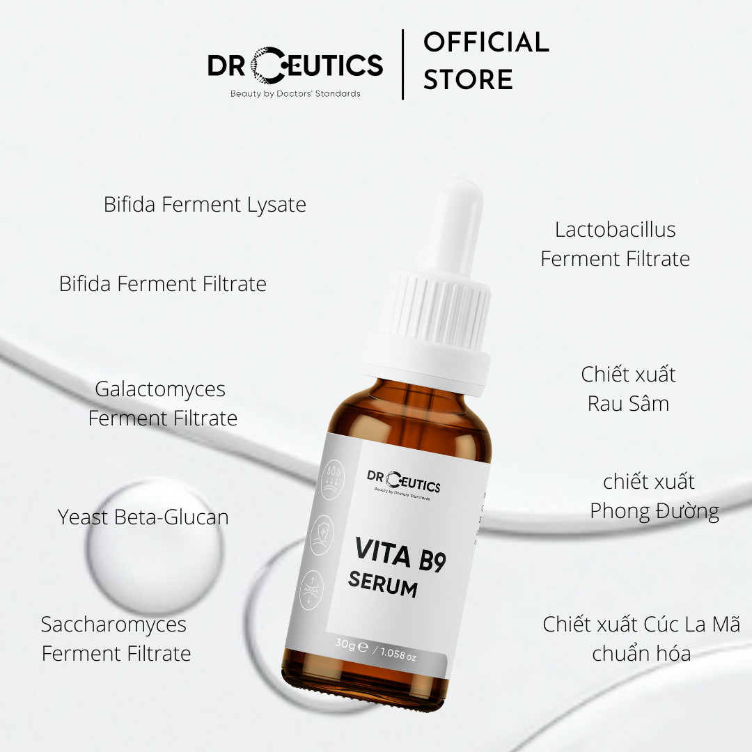 DrCeutics Tinh Chất Vitamin B9 Hỗ Trợ Quá Trình Phục Hồi Và Cấp Ẩm Cho Da (30gram)