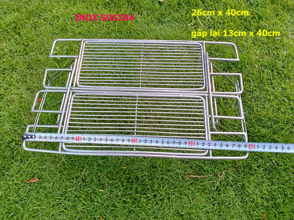 Vỉ nướng xếp gấp gọn dã ngoại, cắm trại, picnic, du lịch bằng inox 304 cao cấp, không ăn mòn, trọn đời không gỉ sét