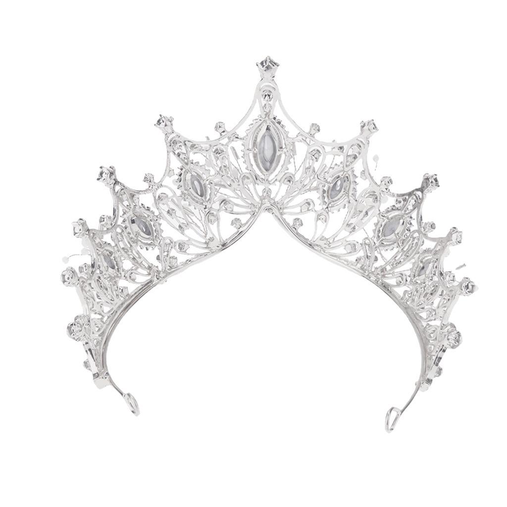 Silver Rhinestone Tiara for Bridal Wedding Exquisite Headwear Crystal Crown