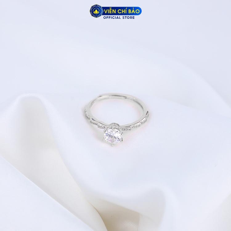 Nhẫn bạc nữ đính đá cao lấp lánh nhẫn bạc 925 thời trang phụ kiện trang sức nữ Viễn Chí Bảo N400773