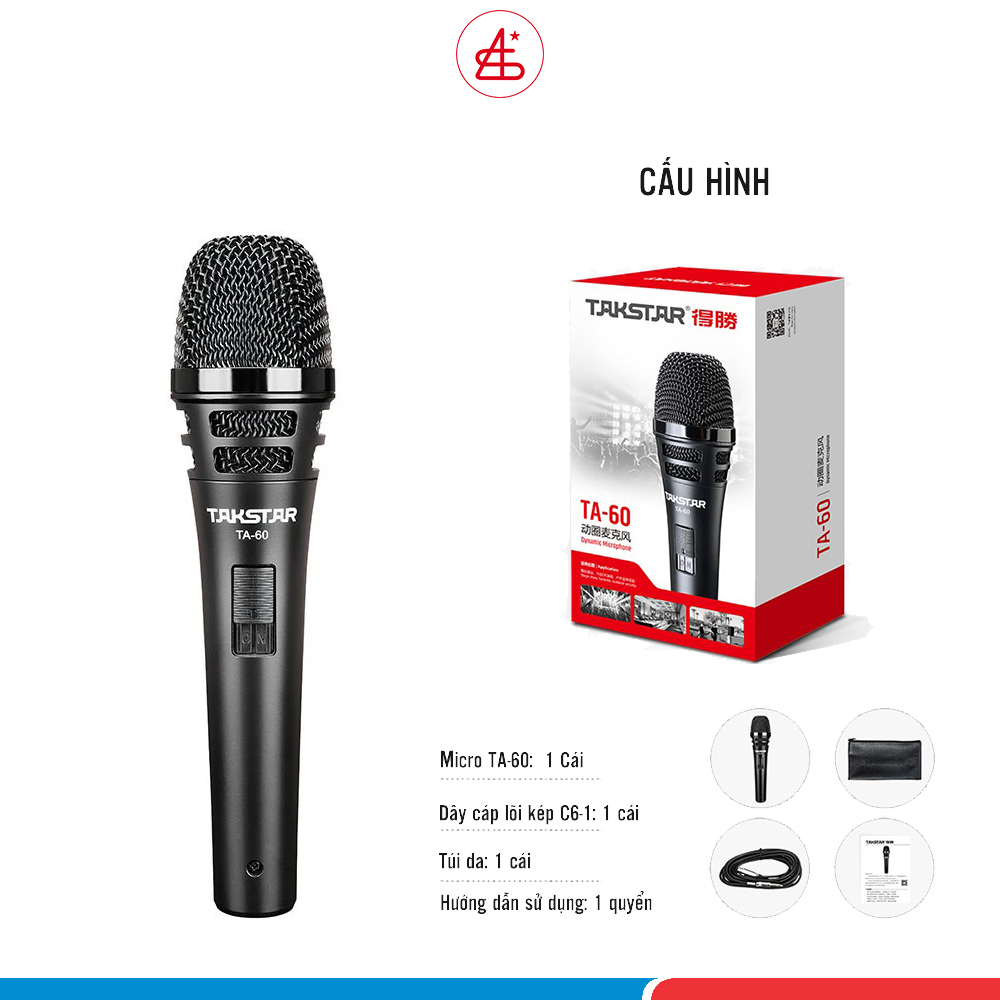 Micro hát karaoke có dây Takstar TA-60, mic hát karaoke TA60, hành chính hãng