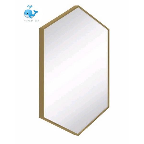 GƯƠNG TRANG TRÍ DECOR DÁNG LỤC LĂNG VIỀN INOX VÀNG GTR090