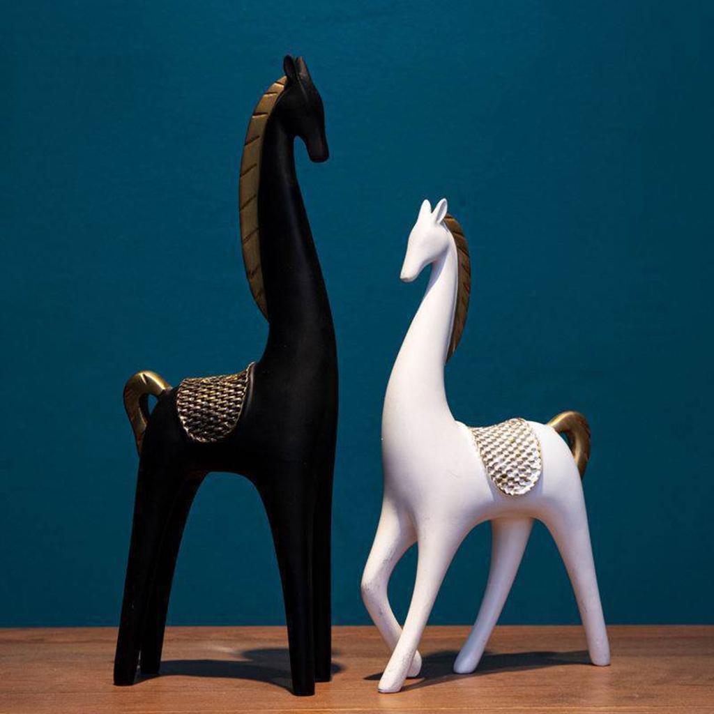 2x Animal Statue Resin Figurine Sculpture Home Ornament